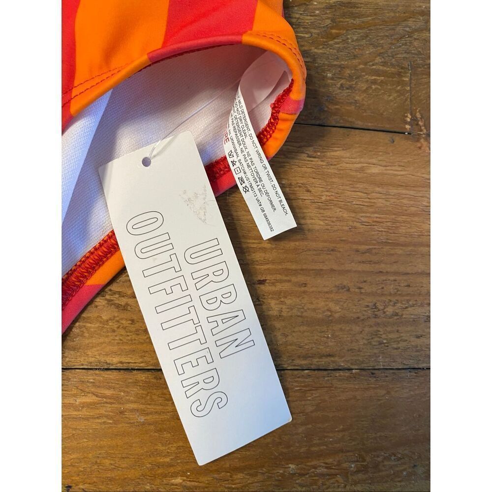Urban Outfitters M NWT swimsuit one piece orange striped cutout sexy monokini - Picture 8 of 11